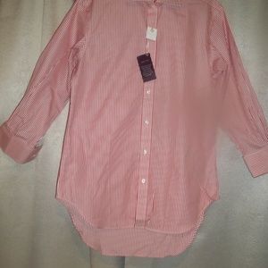 T.M. LEWIN LEWIN 100 RED AND WHITE STRIPE SHIRT